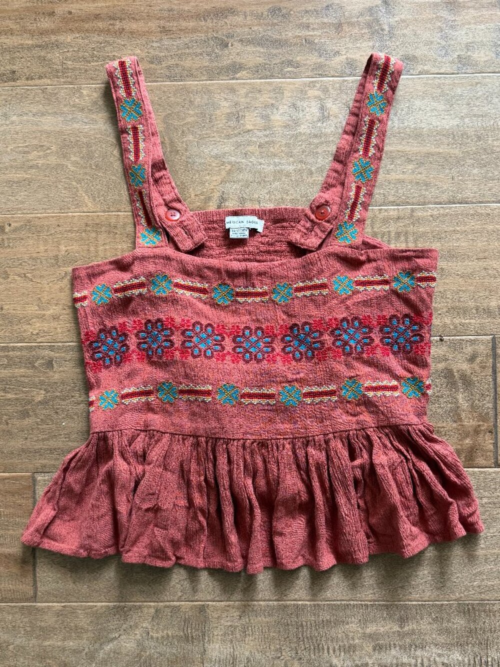 AMERICAN EAGLE cropped embroidered boho top (XS)